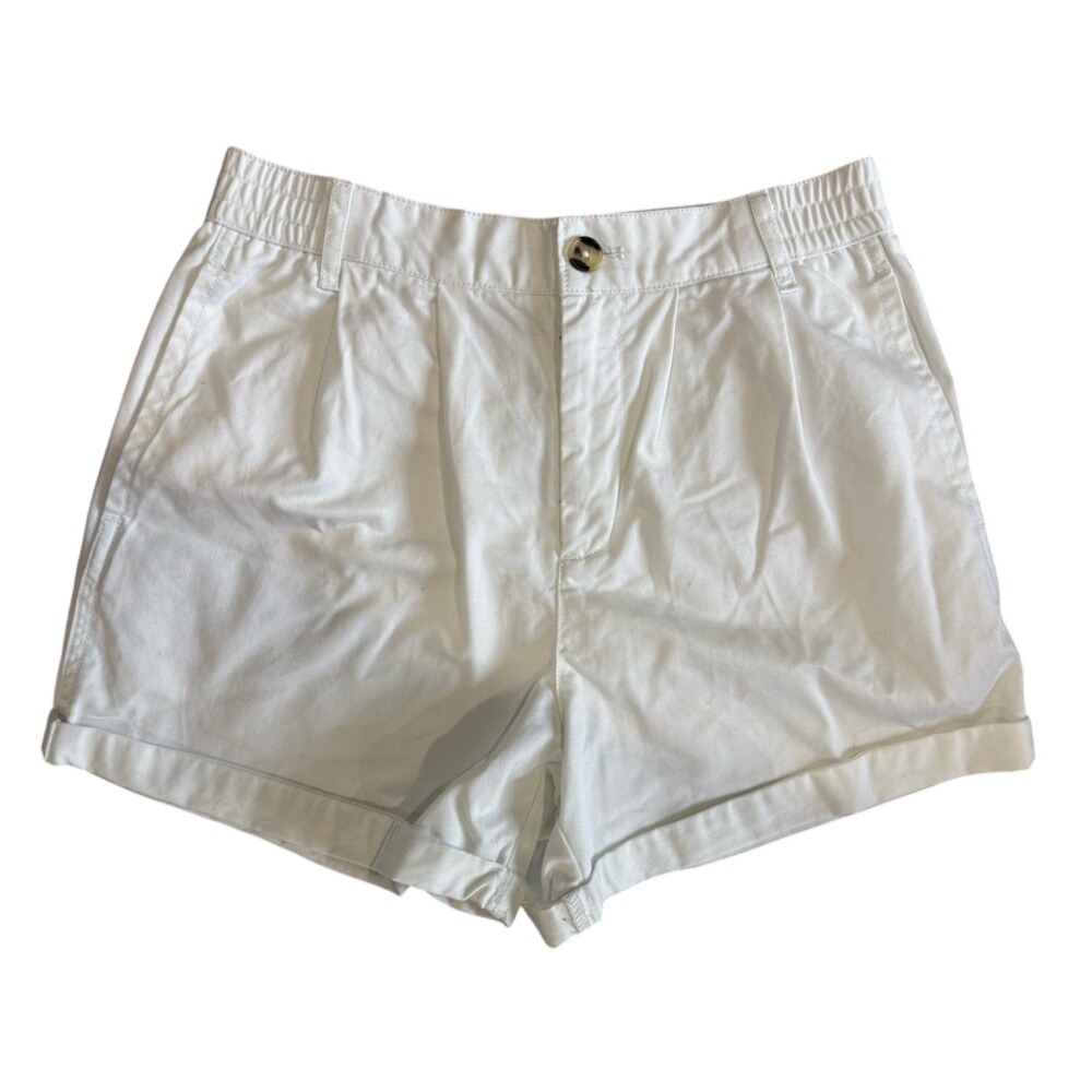 BDG Urban Outfitters White High Waisted Chino Shorts‎ XS Cuffed Pleated Front